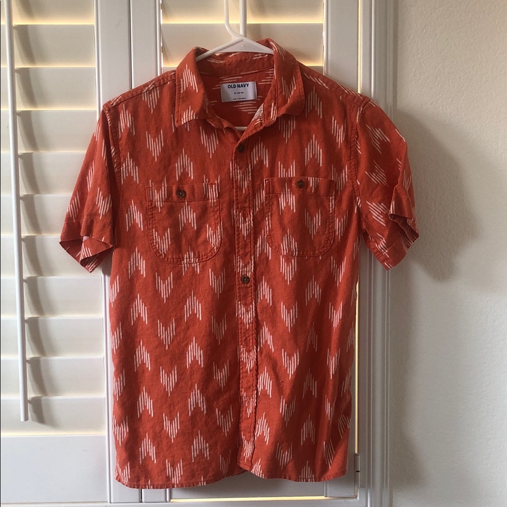 Old Navy Boy’s Casual Orange Patterned Shirt
